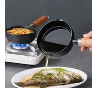 NiuLumea Mini poêle à frire en fonte de 11 cm/13 cm remplie d'huile pour lait chaud et œufs, poêle non revêtue pour cuisinière à induction et gaz, noire