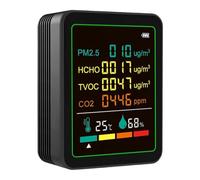 NiuLumea Moniteur de qualité de l'air intérieur 6 en 1 avec TVOC, PM2.5, formaldéhyde, détecteur de température et d'humidité, testeur de qualité de l'air portable avec écran couleur et alarme pour la