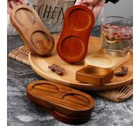 NiuLumea Moulin à poivre en bois massif avec double compartiment, plateau à épices en bois d'acacia et d'hévéa pour cuisine, maison, restaurant, 15 x 7,8 x 1,5 cm, noir/bois/couleur rétro