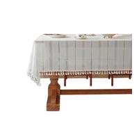 NiuLumea Nappe vintage en dentelle au crochet, 100 % coton, napperon rectangulaire, table de salle à manger, mariage et décoration d'intérieur, 140 x 100 cm, blanc