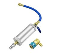 NiuLumea Outil d'injecteur d'huile pour systèmes de climatisation automobile R134A, capacité de 56,7 g, filetage 6,35 mm, construction en métal avec résistance à haute pression, valve d'arrêt incluse