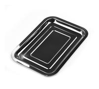 NiuLumea Plaque de cuisson rectangulaire en acier inoxydable pour four grille-pain 27 x 20 x 2 cm, résistante à la rouille, non enduite, passe au lave-vaisselle, qualité alimentaire