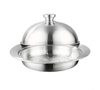 NiuLumea Plateau vapeur en acier inoxydable 304, panier vapeur empilable pour casserole, base triple épaisseur pour plaques à induction et à gaz, passe au four jusqu'à 250 °C, couvercle en verre
