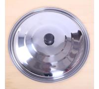 NiuLumea Poêle Wok en acier inoxydable avec bouton en plastique noir - Passe au lave-vaisselle - Compatible avec poêles plates - 32 cm