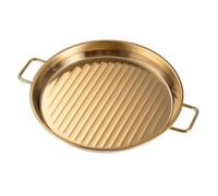 NiuLumea Pour plaques d'oreilles doubles en acier inoxydable avec motif rayé pour grillades et services, or, 15,2 cm