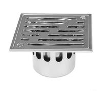 NiuLumea Siphon de sol carré en acier inoxydable, bonde de douche à débit rapide avec tamis à débris, bloc d'odeurs, 150 x 150 mm (110 x 110 mm)