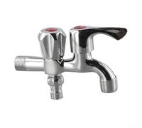 NiuLumea Vanne de machine à laver à double sortie en alliage de zinc, finition chromée G1/2, contrôleur d'eau, lavabo et serpillère, design anti-fuite