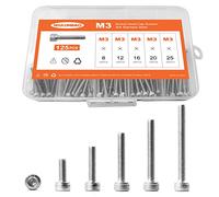 NIULUNBAO Lot de 125 boulons à tête hexagonale M3 x 8 mm, 12 mm, 16 mm, 20 mm, 25 mm, acier inoxydable 304, machine métrique entièrement filetée, finition brillante, entraînement hexagonal, assortiment de vis