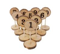 niumanery 1-10 Rustic Wood Table Numbers Slices Stick Stand Base Seat Cards Decor Retro Wedding Party Supplies