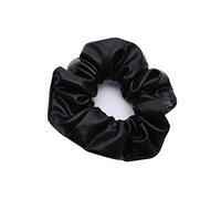 niumanery 10cm Women Girls Wide Elastic Rubber Band Glitter Gold/Back Faux Leather Hair Rope Ruched Dancing Ponytail Holder Party Scrunchies Black