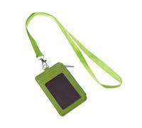 niumanery Leather ID Badge Cards Holder Lanyard Credit Card Case Business Organizer Bag Green