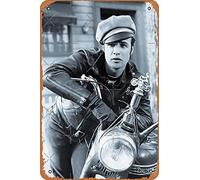 NIUMOWANG Plaque en métal - Marlon Brando - The Wild One - Impression argentée - 30,5 x 20,3 cm