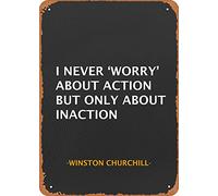 NIUMOWANG Winston Churchill Qoute Motivation and Inspiration Plaque décorative rétro en métal 20,3 x 30,5 cm