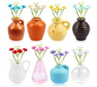 Niuny Aimants de Réfrigérateur Aimant Frigo 8Pcs Mini Vase Magnétique Réfrigérateur Nini DIY Vase en Résine Décoratif avec des Fleurs Artificielles Décoration pour Cuisine Casier Bureau
