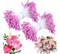Niuny Étamine de Fleur 800pcs Pistil Fleur Loisir Creatif Étamines de Fleurs Artificielles 2mm Perle Mate Double Têtes Fleurs Étamine Accessoires de Bouquet pour Bricolage (Rose Rouge)