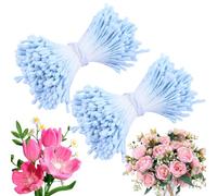 Niuny Étamine de Fleur 800pcs Pistil Fleur Loisir Creatif Étamines de Fleurs Artificielles 2mm Perle Mate Double Têtes Fleur Étamine Pistil Fleur Accessoires de Bouquet pour Bricolage (Bleu clair)