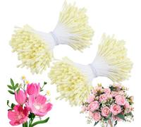 Niuny Étamine de Fleur 800pcs Pistil Fleur Loisir Creatif Étamines de Fleurs Artificielles 2mm Perle Mate Double Têtes Fleur Étamine Pistil Fleur Accessoires de Bouquet pour Bricolage (Jaune clair)
