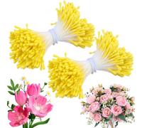 Niuny Étamine de Fleur 800pcs Pistil Fleur Loisir Creatif Étamines de Fleurs Artificielles 2mm Perle Mate Double Têtes Fleur Étamine Pistil Fleur Accessoires de Bouquet pour Bricolage (Jaune citron)