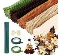 Niuny Fil Chenille 500PCS Cure Pipe Brun Chenille Loisir Creatif 5 Couleurs Pipe Cleaners avec Étamines Floratape et Tige Fleur Artificiel pour Fournitures de Bouquet de Fleurs et de Décoration DIY