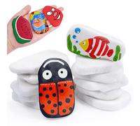 Niuny Galets a Peindre 12pcs 5-8cm Galet Blanc Pierres Plates à Peindre Peinture DIY Naturelles Galets a Peindres Galet Marbre Lisses à Peindres pour Peinture Colorée Décoration et L'artisanat D'art