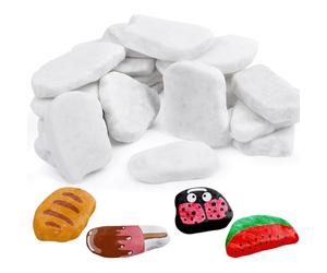 Niuny Galets a Peindre 20pcs 3-5cm Galet Blanc Pierres Plates à Peindre Peinture DIY Naturelles Galets a Peindres Galet Marbre Lisses à Peindres pour Peinture Colorée Décoration et L'artisanat D'art
