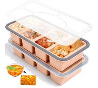 Niuny Moule a Soupe Congelation 2Pcs Moule Soupe Congélateur Plateau de Congélation en Silicone Avec Couvercles Bac à Bouillon Silicone 1000ml Récipient à Soupes pour Congeler Le Bouillon La Sauce