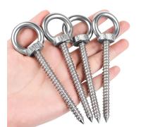 Niuny Piton à Visser Crochet a Visser 4Pcs Anneau de Levage M8 x 80cm Crochets à œillets Robustes Crochet vis Piton Inox Charge Lourde Avec pas de vis pour Support de Hamac Chaise Balançoire Yoga