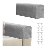 Niuoppy Lot de 2 housses de protection pour accoudoirs de canapé inclinables (gris clair avec 10 vis de fixation)