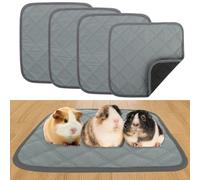 Niuoppy Lot de 4 tapis lavables et absorbants pour cage de cochon d'Inde - Pour petits animaux - 30 x 30 cm (gris clair)