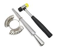 NIUPIKA anneau mandrin anneau métallique jauge de jauge ensemble avec maillet en caoutchouc marteau anneau mesure outil UK taille A-Z outils de fabrication de bijoux