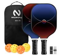 NIUPIPO Set de 2 Paddles Pickleball - Matériau en Fibre de Carbone, Noyau en Nid d'Abeille Polypropylène, Certifié USAPA, Léger et Durable, Convient aux Débutants et aux Joueurs Professionnels, MX-75