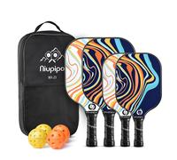 NIUPIPO Set de 4 Paddles Pickleball (2 Paddles Adultes + 2 Paddles Enfants) - Matériau en Fibre de Verre, Noyau en Nid d'Abeille Polypropylène, Certifié USAPA, Poignée Confortable, Idéal pour la Famil