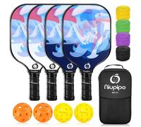NIUPIPO Set de 4 Paddles Pickleball - Matériau en Fibre de Verre, Noyau en Polypropylène Alvéolaire, Certifié USAPA, Design Ultra-léger, Poignée Confortable, Idéal pour le Divertissement en Famille et