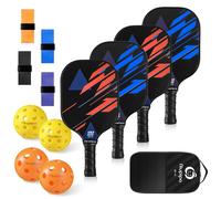 NIUPIPO Set de 4 Paddles Pickleball - Matériau en Fibre de Verre, Noyau en Polypropylène Alvéolaire, Certifié USAPA, Design Ultra-léger, Poignée Confortable, Idéal pour le Divertissement en Famille et