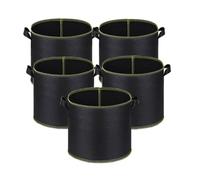 niurui Lot de 5 Sacs de Culture de 37 litres en Tissu Non tissé épais avec poignées, pour la Formation de Plantes à Faible Stress, Fruits, légumes et Fleurs (Noir)