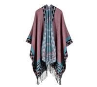NIUSABOU Châle-couverture, poncho et cape, Femme Imitation Cachemire Pompon Châle Poncho Réversible Multicolore(11)