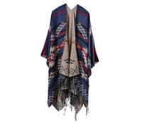 NIUSABOU Châle-couverture, poncho et cape, Femme Polyester Tricoté Réversible Taille Unique Cape Châle Poncho Multicolore(11)