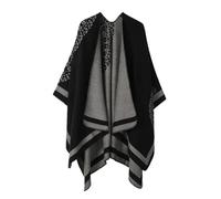 NIUSABOU Châle-couverture, poncho et cape, Poncho Châle Femme Tricot Polyester Réversible Imprimé Multicolore 1 Taille(2)