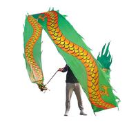 NIUSABOU Dragon de Danse d'extérieur, Ruban de Soie en Tissu Danse du Dragon avec tête, 6-10 m, Multicolore(C,6m/20f)