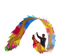 NIUSABOU Dragon de Danse d'extérieur, Ruban De Soie Tête 3D Danse du Dragon Et Lion Multicolore 6-10m(C,10m/33ft)