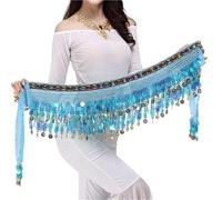 NIUSABOU Jupe de Danse Orientale/Écharpe de Hanches, Écharpe de Hanche Danse du Ventre for Femmes Multicolore(Lack Blue)