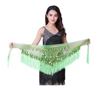 NIUSABOU Jupe de Danse Orientale/Écharpe de Hanches, Écharpe de Hanche Danse du Ventre, Jupes Portefeuille Triangulaire en Maille à Paillettes, Multicolore, Taille Unique(Color-g)