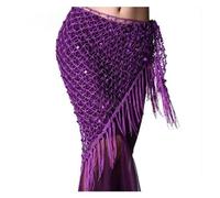 NIUSABOU Jupe de Danse Orientale/Écharpe de Hanches, Foulard de Hanche Danse du Ventre à Paillettes réglable Multicolore(Purple)