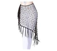 NIUSABOU Jupe de Danse Orientale/Écharpe de Hanches, Foulard de Hanche Danse du Ventre à Paillettes réglable Multicolore(Brown)