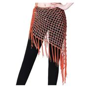 NIUSABOU Jupe de Danse Orientale/Écharpe de Hanches, Foulard de Hanche Danse du Ventre à Paillettes réglable Multicolore(Orange)
