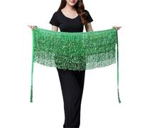 NIUSABOU Jupe de Danse Orientale/Écharpe de Hanches, Jupe écharpe de Hanche Danse du Ventre, Accessoire scène Multicolore(Green)