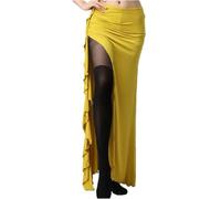NIUSABOU Jupe Longue pour la Danse Orientale, Jupe d'entraînement de Danse du Ventre en Modal for Femmes, avec Fentes latérales, Multicolore, Plusieurs Tailles(Yellow,XL)