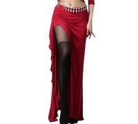 NIUSABOU Jupe Longue pour la Danse Orientale, Jupe d'entraînement de Danse du Ventre en Modal for Femmes, avec Fentes latérales, Multicolore, Plusieurs Tailles(Red,L)
