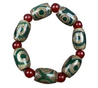 NIUSABOU Le Bracelet de l'Éternel, Bracelet en Perles dzi à Trois Yeux en Agate Naturelle avec Certificat, Unisexe, 2 x 1,4 cm
