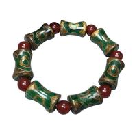 NIUSABOU Le Bracelet de l'Éternel, Bracelet tibétain en Perles dzi à Trois Yeux en Agate Naturelle avec Certificat 2,2 x 1,2 cm Unisexe